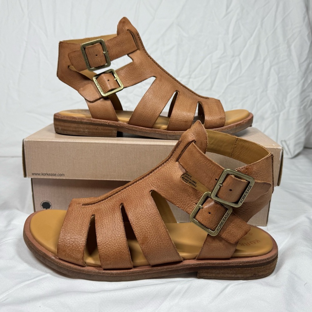 Kork-Ease Baltea Tan Leather Sandals, EUC Comfortable Strappy Buckles Women’s 10 - Picture 4 of 13